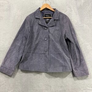 Vintage Brandon Thomas Suede Leather Jacket Women XL Blazer Button Western 90s